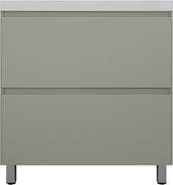 Style Line Тумба с белой раковиной Манхэттен 80 Plus эмаль олива матовая – фотография-1